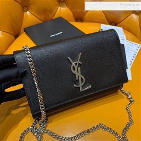 Saint Laurent Kate Small Bag in Grained Leather 469390 Black/Silver 2019 (JD-9120523)