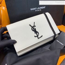 Saint Laurent Kate Small Bag in Grained Leather 469390 White 2019 (JD-9120524)