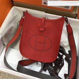 Hermes Evelyne Mini Bag in Original Togo Leather 17cm Red (XY-9120267)