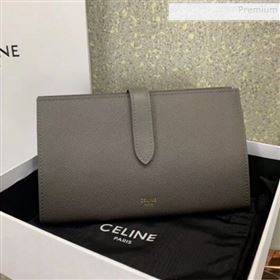 Celine Strap Grained Calfskin Wallet Grey 02 2019 (JQ-9120447)