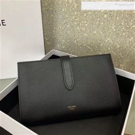 Celine Strap Grained Calfskin Wallet Black 2019 (JQ-9120443)