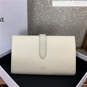 Celine Strap Grained Calfskin Wallet White Leather 2019 (JQ-9120442)