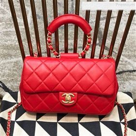 Chanel Quilted Lambskin Medium Flap Bag with Ring Top Handle AS1358 Red 2020 (JDH-9120209)