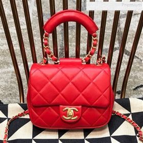 Chanel Quilted Lambskin Small Flap Bag with Ring Top Handle AS1357 Red 2020 (JDH-9120212)