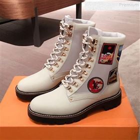 Louis Vuitton Patch Leather Flat Short Boots White 2020 (KL-9120313)