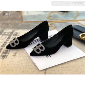 Balenciaga Crystal BB Velvet Pumps 4.5cm Black 2019 (XZG-9120324)