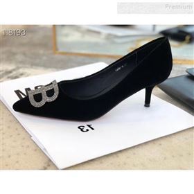 Balenciaga Crystal BB Velvet Pumps 6cm Black 2019 (XZG-9120325)