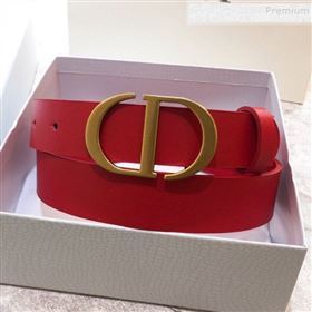 Dior Reversible Calfskin Belt 30mm with CD Buckle Red (99-9120331)