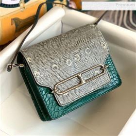 Hermes Sac Roulis 18cm Bag in Lizard and Crocodile Embossed Calf Leather Green 2019 (Half Handmade) (FLB-9120502)