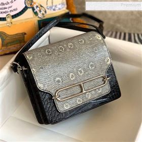 Hermes Sac Roulis 18cm Bag in Lizard and Crocodile Embossed Calf Leather Black 2019 (Half Handmade) (FLB-9120503)