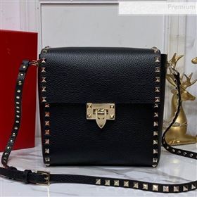 Valentino Rockstud Grainy Calfskin Vertical Bag 0182 Black 2019 (XYD-9120511)