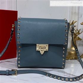 Valentino Rockstud Grainy Calfskin Vertical Bag 0182 Blue 2019 (XYD-9120512)