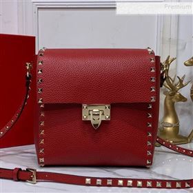 Valentino Rockstud Grainy Calfskin Vertical Bag 0182 Red 2019 (XYD-9120514)