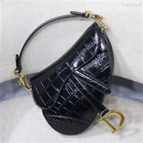 Dior Saddle Medium Bag in Crocodile Embossed Leather Black 2019 (BINF-9120221)