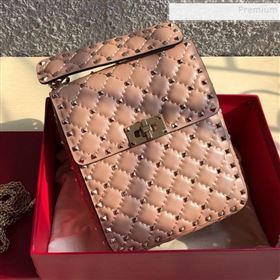 Valentino Rockstud Spike Lambskin Small Vertical Bag 0124 Nude 2019 (JD-9120236)