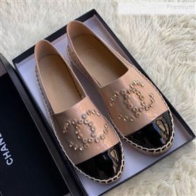 Chanel Patent Leather Crystal CC Espadrilles Nude 2019 (HANB-9120301)