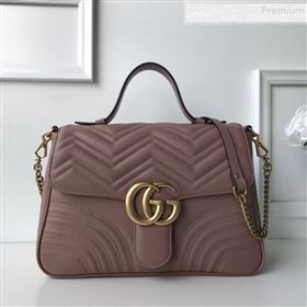 Gucci GG Marmont Medium Top Handle Bag 498109 Dusty Pink 2019 (DLH-9121031)