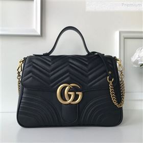 Gucci GG Marmont Medium Top Handle Bag 498109 Black 2019 (DLH-9121028)