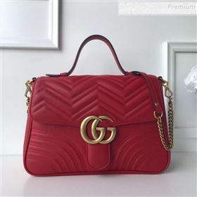 Gucci GG Marmont Medium Top Handle Bag 498109 Red 2019 (DLH-9121029)