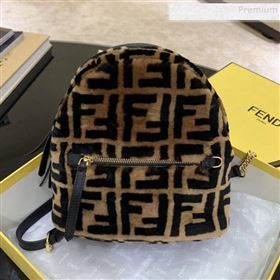 Fendi Shearling Lambskin FF Backpack Brown/Black 2019 (AFEI-9121055)