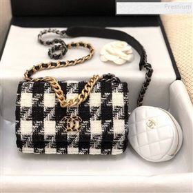Chanel 19 Houndstooth Tweed Flap Bag and Coin Purse Black/White 2019 (YD-9120905)