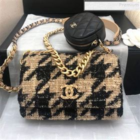 Chanel 19 Houndstooth Tweed Flap Bag and Coin Purse Black/Beige 2019 (YD-9120906)