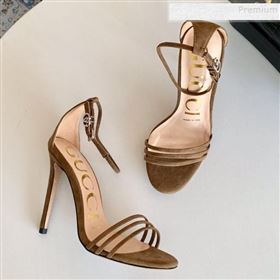 Gucci Suede High-Heel Ankle Strap Sandal 551213 Brown 2019 (SS-9121214)