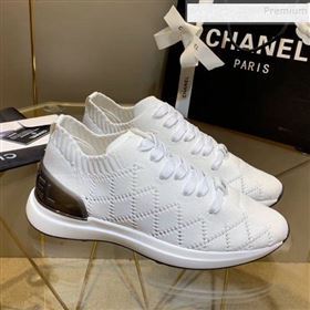 Chanel Quilted Knit Fabric Sneakers G35549 White 2020 (MD-9121222)