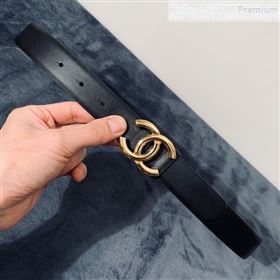 Chanel Reversible Calfskin Belt 30mm with CC Buckle Black/Gold (99-9121241)