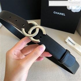 Chanel Reversible Calfskin Belt 30mm with CC Buckle Black/Silver (99-9121242)