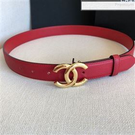 Chanel Reversible Calfskin Belt 30mm with CC Buckle Cherry Red (99-9121239)