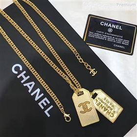 Chanel Metal Tags Pendants Long Necklace AB3098 Gold 2019 (YF-9121249)