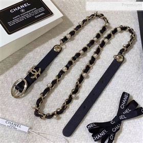 Chanel Pearl Leather Chain Belt AA0594 Black 2019 (YF-9121259)