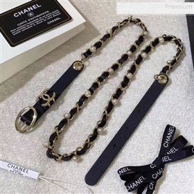 Chanel Pearl Leather Chain Belt AA0594 Black 2019 (YF-9121259)