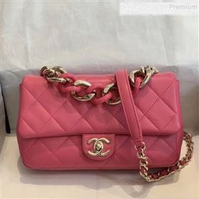 Chanel Quilted Lambskin Medium Flap Bag with Resin Chain AS1353 Pink 2019 (SMJD-9121301)