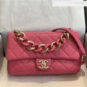 Chanel Quilted Lambskin Large Flap Bag with Resin Chain AS1354 Pink 2019 (SMJD-9121306)