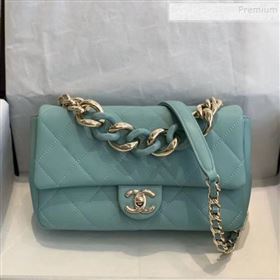 Chanel Quilted Lambskin Medium Flap Bag with Resin Chain AS1353 Light Blue 2019 (SMJD-9121302)