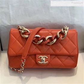 Chanel Quilted Lambskin Medium Flap Bag with Resin Chain AS1353 Orange 2019 (SMJD-9121304)