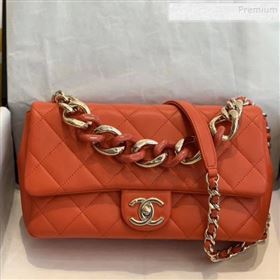 Chanel Quilted Lambskin Large Flap Bag with Resin Chain AS1354 Orange 2019 (SMJD-9121309)