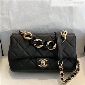 Chanel Quilted Lambskin Medium Flap Bag with Resin Chain AS1353 Black 2019 (SMJD-9121305)