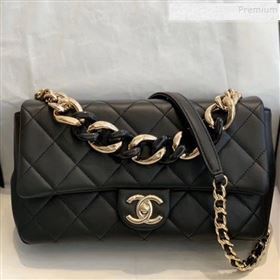 Chanel Quilted Lambskin Large Flap Bag with Resin Chain AS1354 Black 2019 (SMJD-9121310)