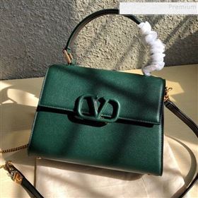 Valentino Small VSLING Grainy Calfskin Top Handle Bag 0530S Green 2019 (JD-9121110)