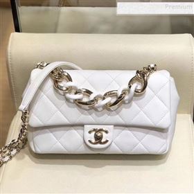 Chanel Quilted Lambskin Flap Bag with Resin Chain AS1353 White 2019 (SMJD-9121317)