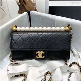 Chanel Quilted Leather Pearl Clutch with Chain AP1001 Black 2019 (KAIS-9121319)