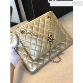 Chanel Quilted Shiny Lambskin Double Clutch with Chain AP1073 Gold 2019 (FM-9121322)