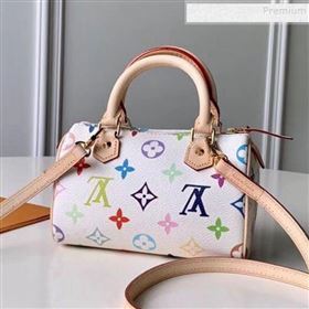 Louis Vuitton Colored Monogram Nano Speedy Top Handle Bag M92645 White 2019 (KIKI-9121325)