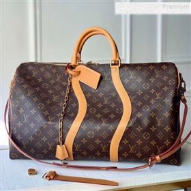 Louis Vuitton Mens Keepall 50 Bandoulière Travel Bag M44880 Monogram Canvas 2020 (KIKI-9121405)