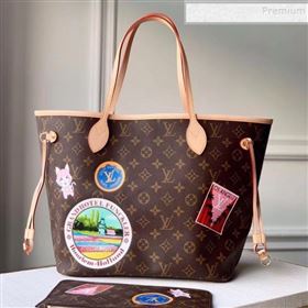 Louis Vuitton Neverfull MM Monogram Canvas Cat Print Tote M40995 2019 (KD-9121410)