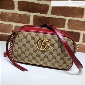 Gucci GG Canvas Leather Small Shoulder Bag 447632 Red 2019 (DLH-9121413)