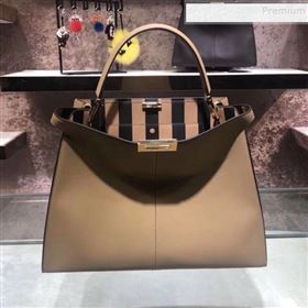 Fendi Peekaboo X-Lite Large Striped Lining Bag Light Brown 2019 (AFEI-9121417)